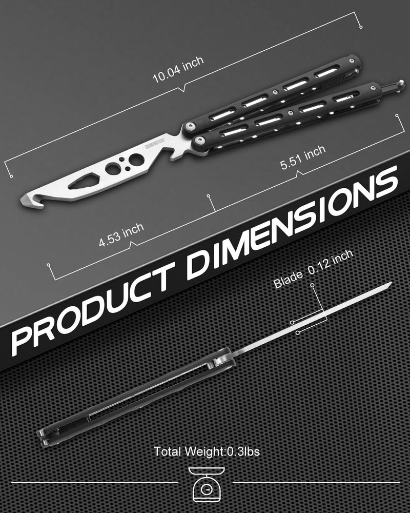 Dispatch Practice Butterfly Knife Trainer 2 Pack Unsharpened Balisong with Stainless Steel Dull Blade, Durable ABS Handle & Lock Latch | EDC Flipping, Cosplay, Survival Training Tool, Black & Orange - Image 2
